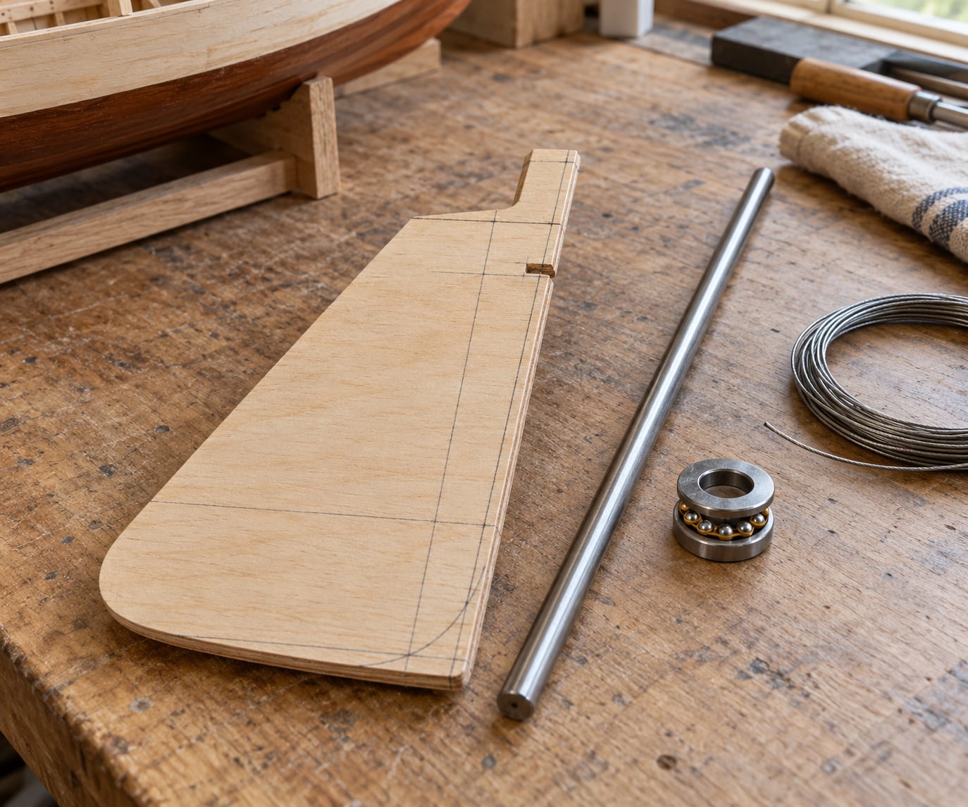 how to build a rudder for a model boat