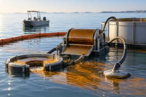 how skimmers recover oil from water
