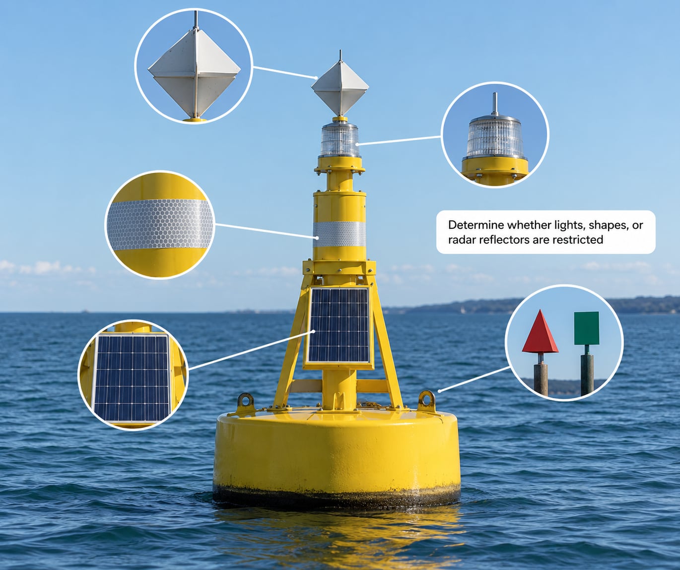 Determine whether lights, shapes, or radar reflectors are restricted