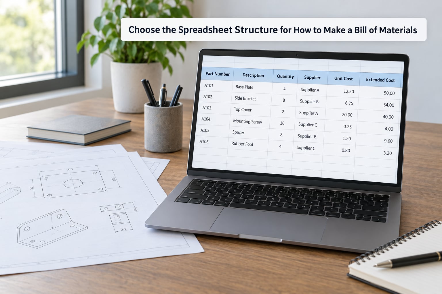Choose the Spreadsheet Structure for How to Make a Bill of Materials
