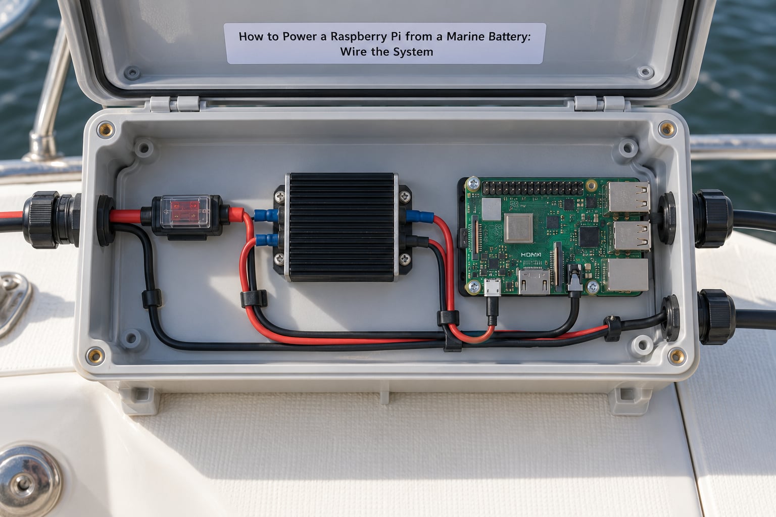 How to Power a Raspberry Pi from a Marine Battery: Wire the System