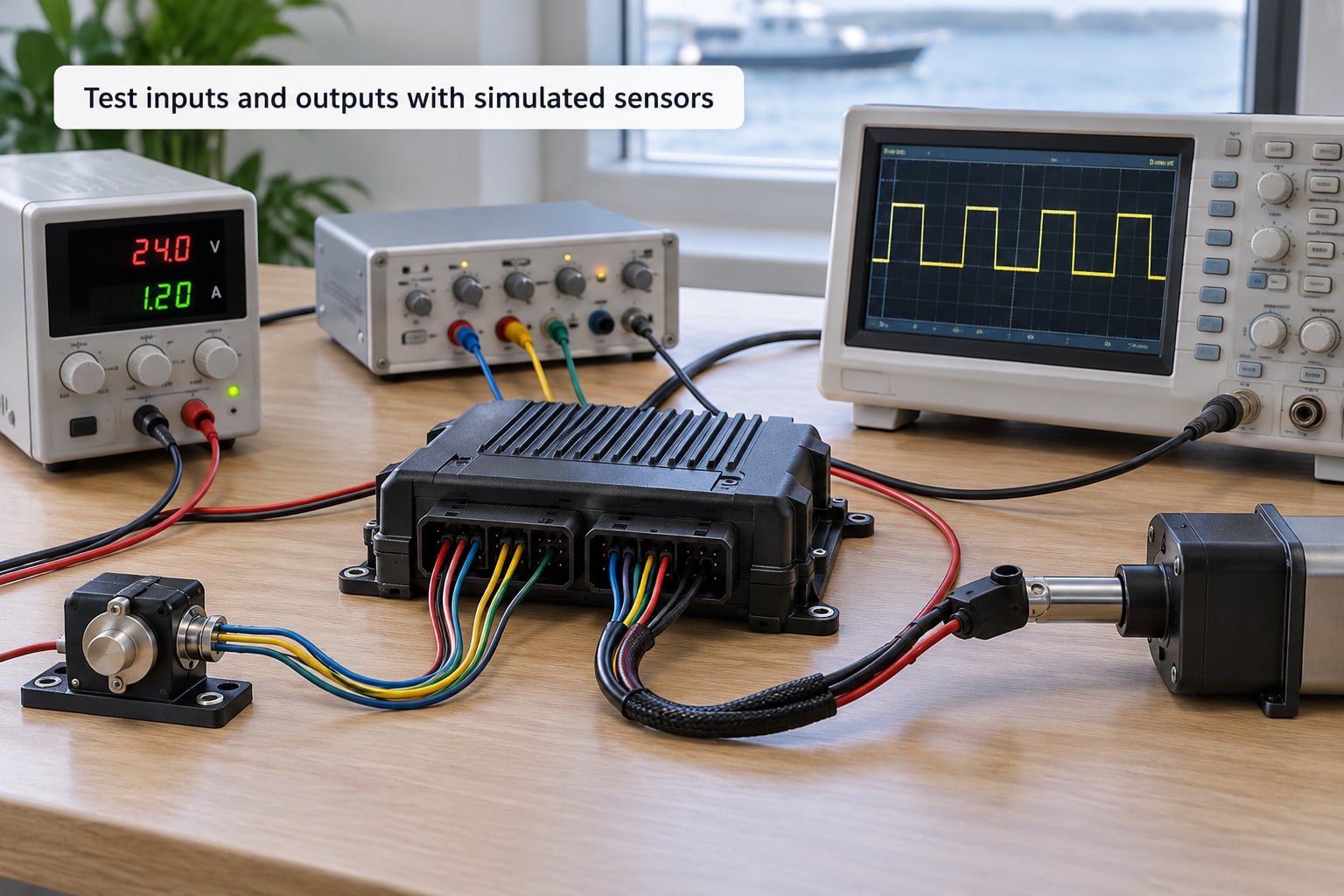 Test inputs and outputs with simulated sensors