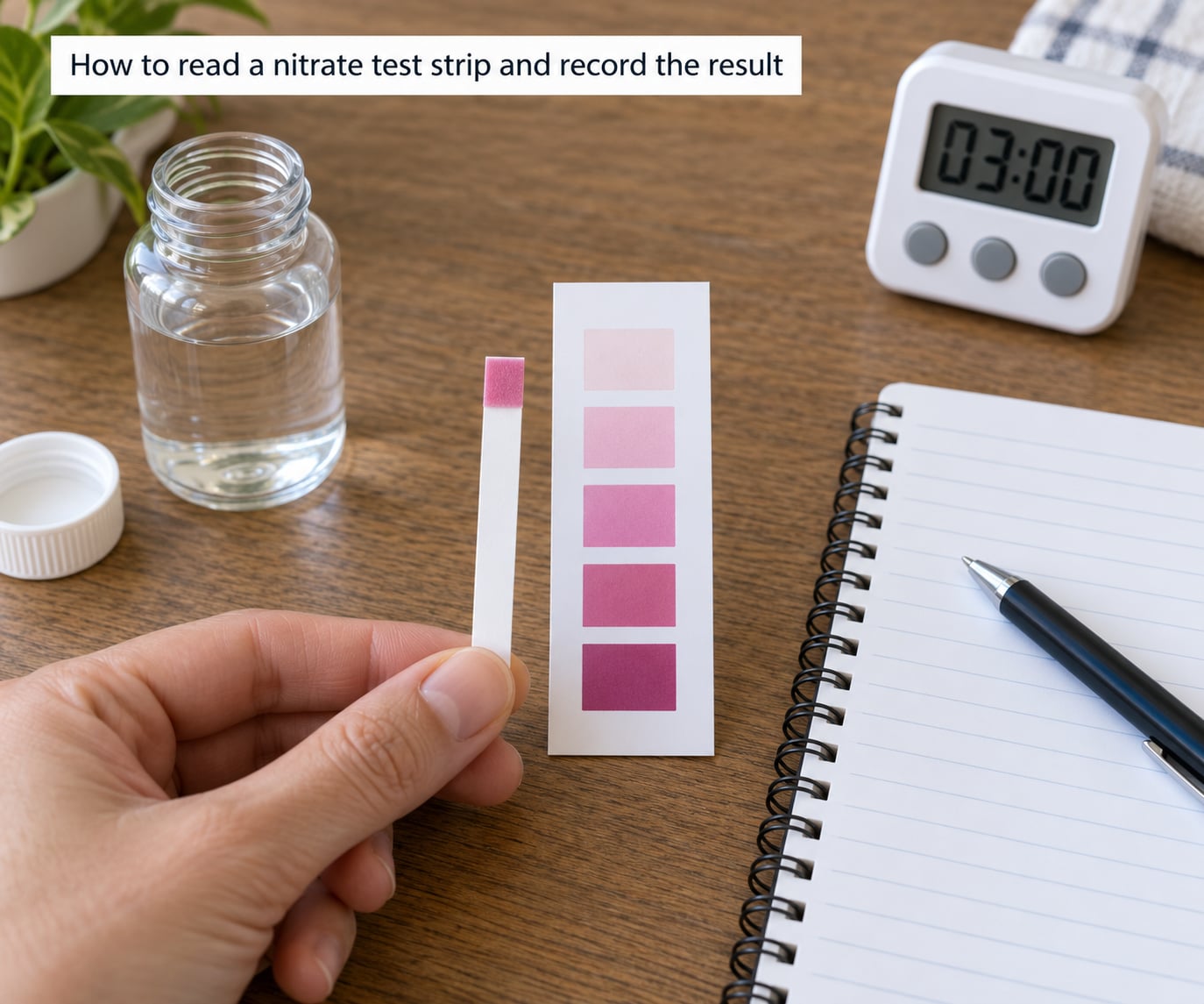 How to read a nitrate test strip and record the result